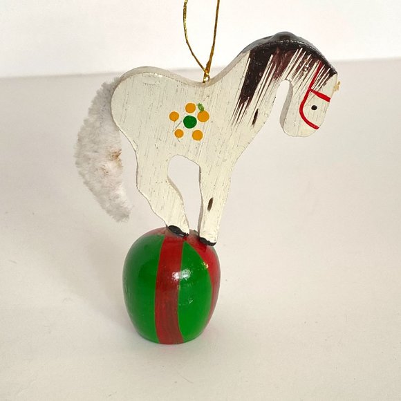 Retro Wood Christmas Ornaments Hand Painted Clown Horse Drummer Circus Set of 3 - Picture 9 of 12